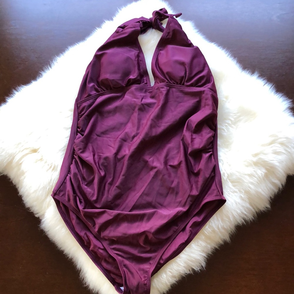 NWT Maternity Maroon wine one piece swim suit! - Picture 5 of 6